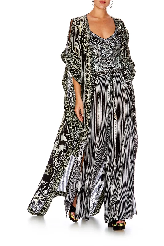 Women's Shawl Collar Jackets-DRAPE LONG BACK OVERLAY TRIBAL THEORY