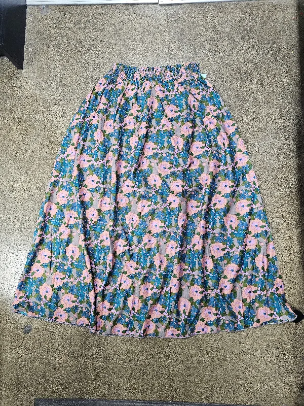 Women's Button-Front Denim Skirts-Skirt Maxi By Natural Life In Floral Print, Size:Xl