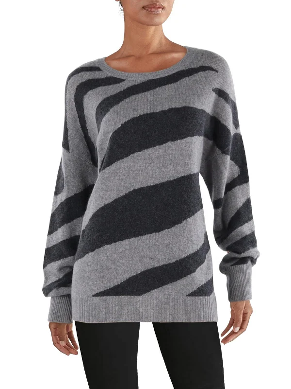 Women's Yoga Pullovers-Womens Cashmere Striped Pullover Sweater