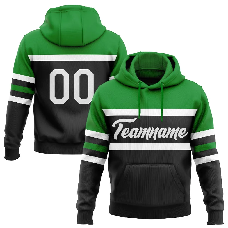 Women's Showstopper Hoodies-Custom Stitched Black White-Grass Green Line Sports Pullover Sweatshirt Hoodie