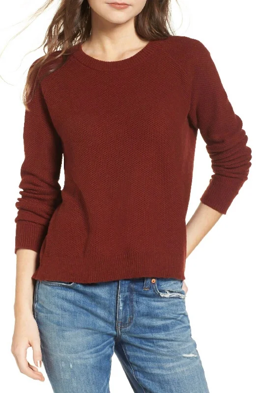 Women's Resort Pullovers-Province Cross Back Pullover Sweater In Burnt Mahogany