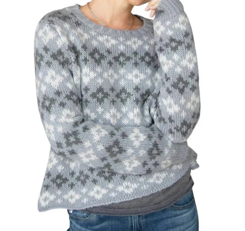 Women's Tulle Pleated Pullovers-Fair Isle Crew Sweater In Sterling Multi