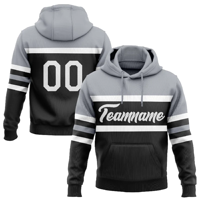 Women's Travel Hoodies-Custom Stitched Black White-Gray Line Sports Pullover Sweatshirt Hoodie