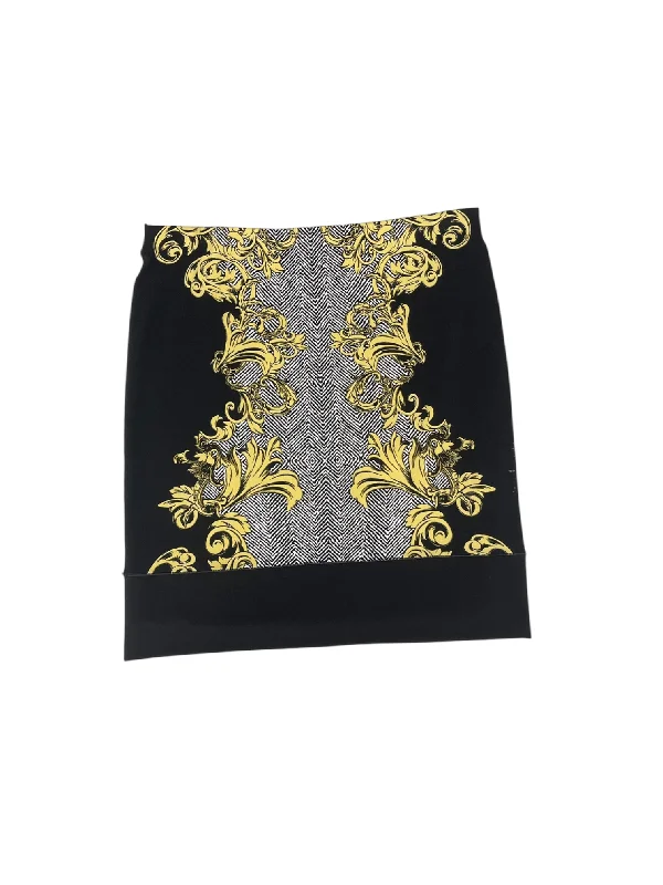 Women's Glitter Floral Skirts-Skirt Mini & Short By Clothes Mentor In Black & Cream, Size: S