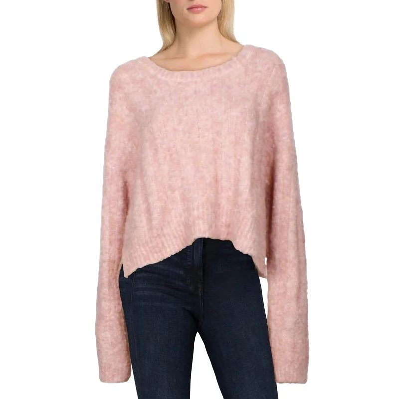 Women's Zip-Up Floral Pullovers-Womens Knit Side Slit Pullover Sweater