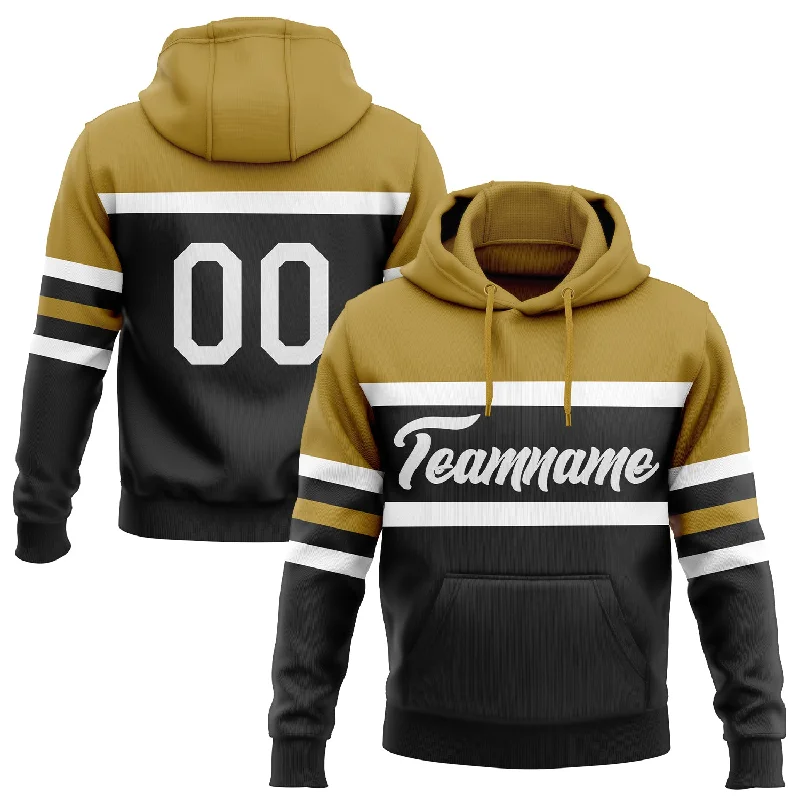 Women's Trendsetting Hoodies-Custom Stitched Black White-Old Gold Line Sports Pullover Sweatshirt Hoodie