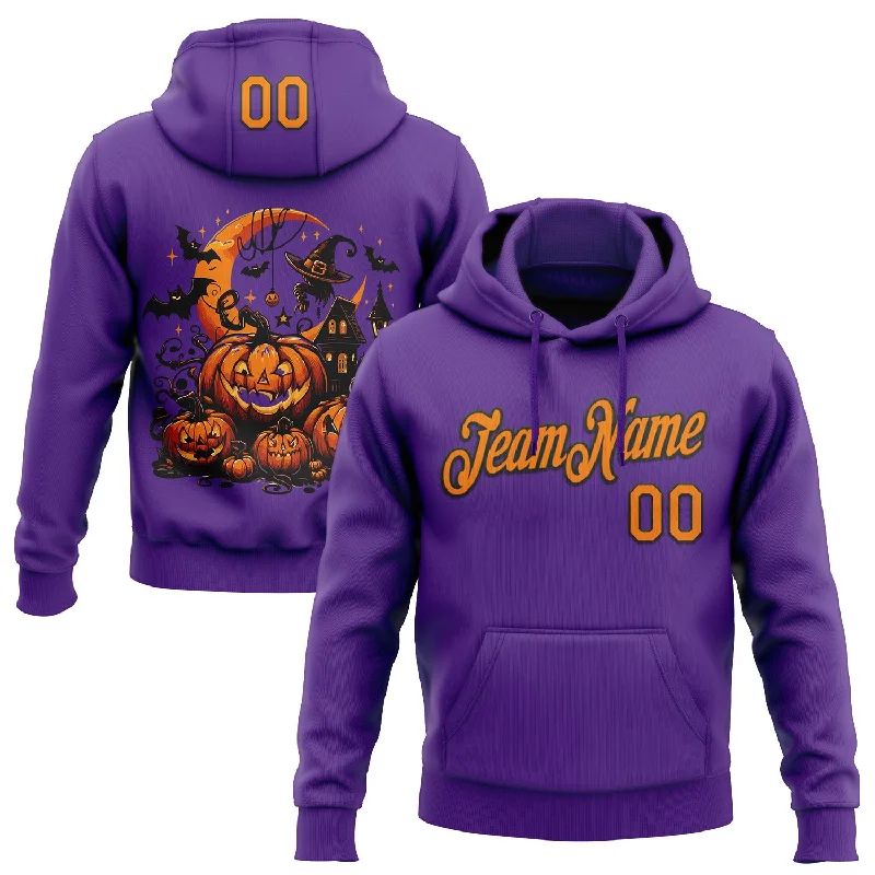 Women's Artistic Hoodies-Custom Stitched Purple Bay Orange-Black 3D Halloween Sports Pullover Sweatshirt Hoodie