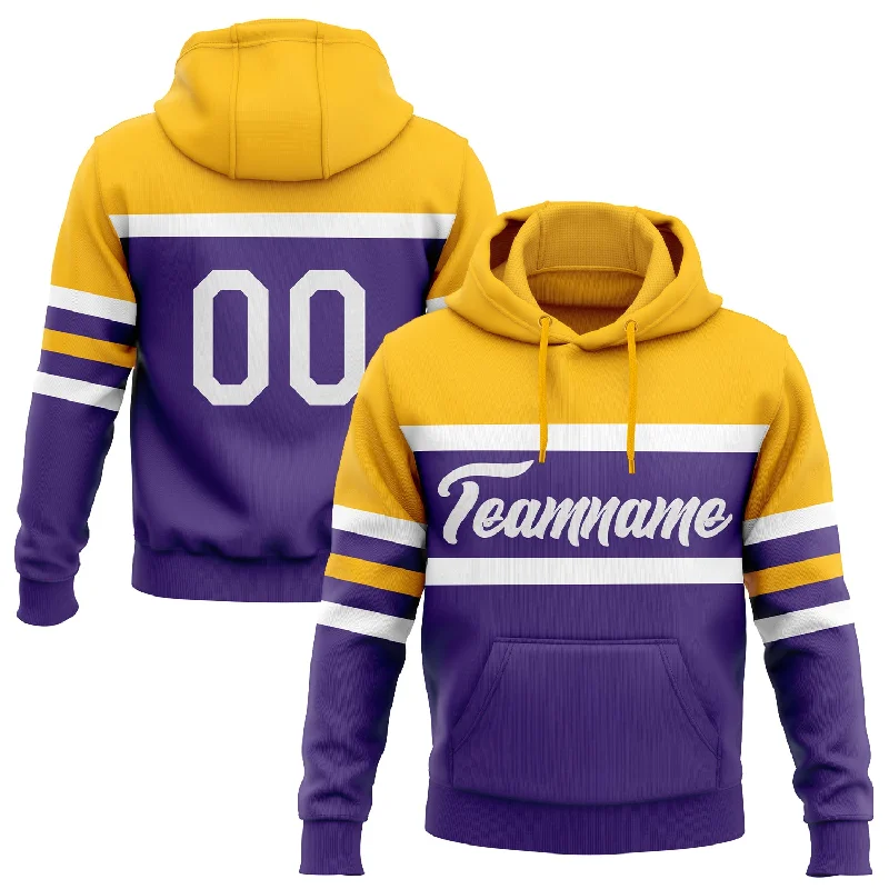 Women's Ombre Hoodies-Custom Stitched Purple White-Gold Line Sports Pullover Sweatshirt Hoodie