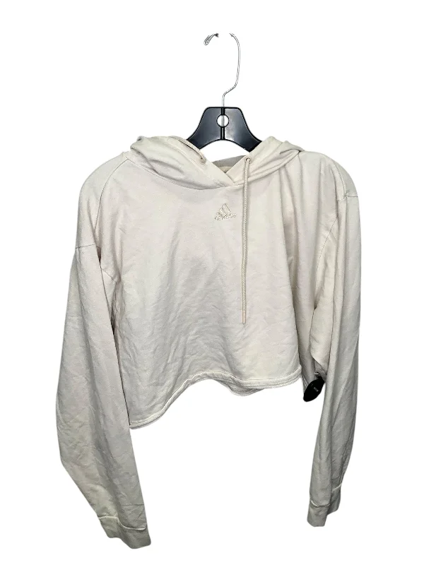 Women's Edgy Sweatshirts-Athletic Sweatshirt Hoodie By Adidas In Cream, Size: Xl