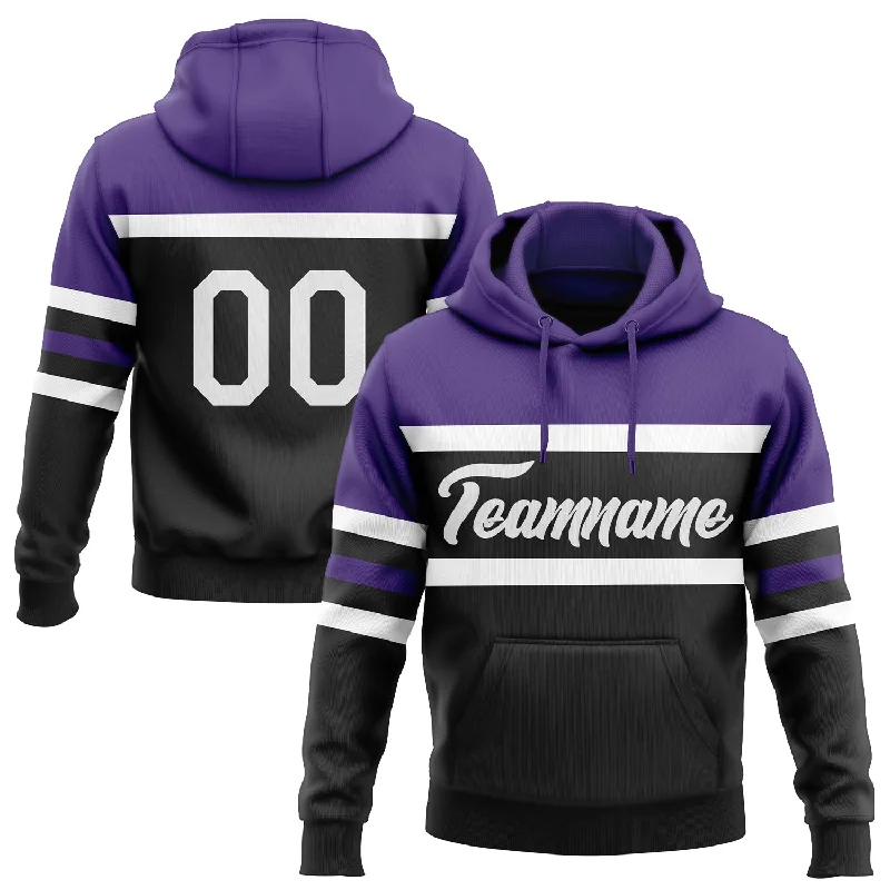 Women's Tie-Dye Hoodies-Custom Stitched Black White-Purple Line Sports Pullover Sweatshirt Hoodie