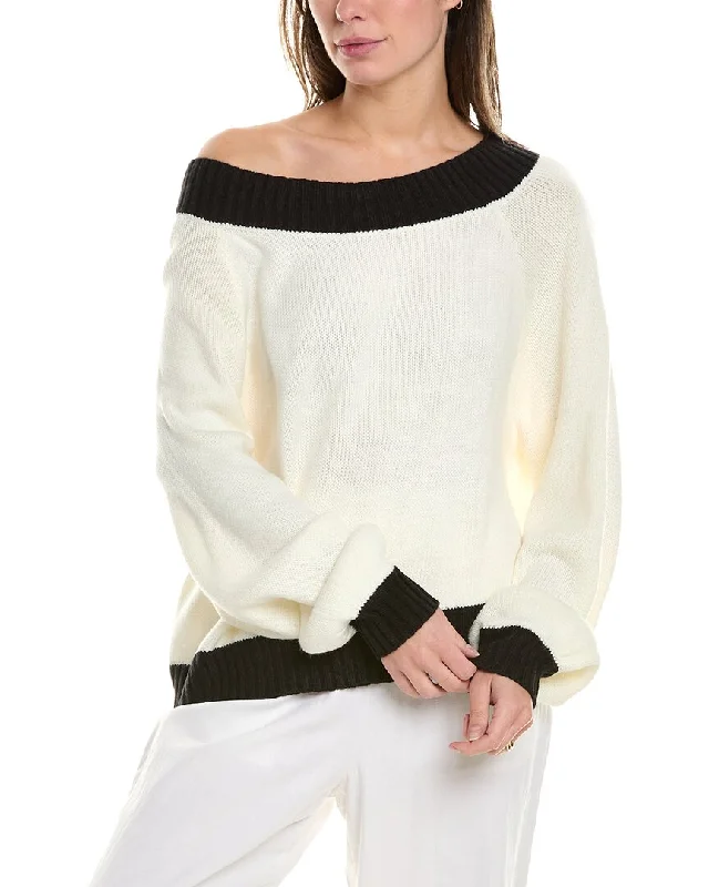 Women's Silk Pleated Pullovers-WeWoreWhat Off-the-Shoulder Sweater