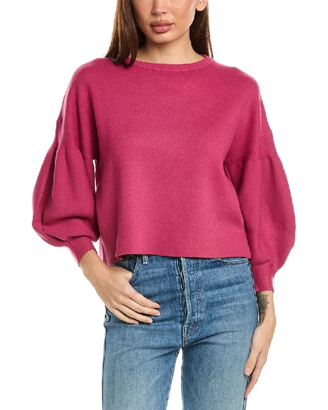 Women's Sequin Pleated Pullovers-OAT New York Balloon Sleeve Sweater