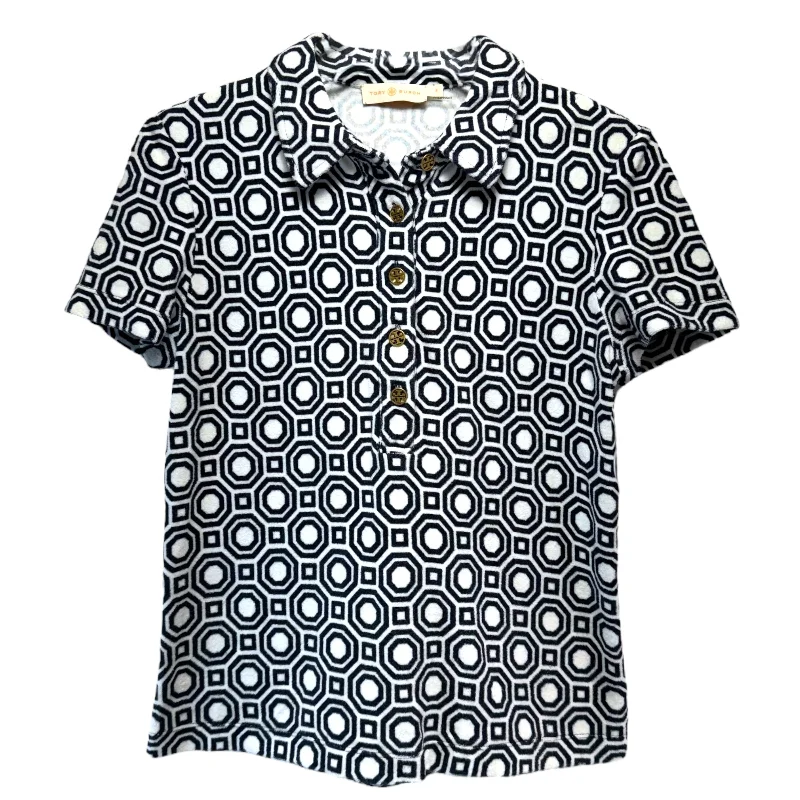 Heavy French Terry Polo Shirt Designer By Tory Burch In Geometric Pattern, Size: S