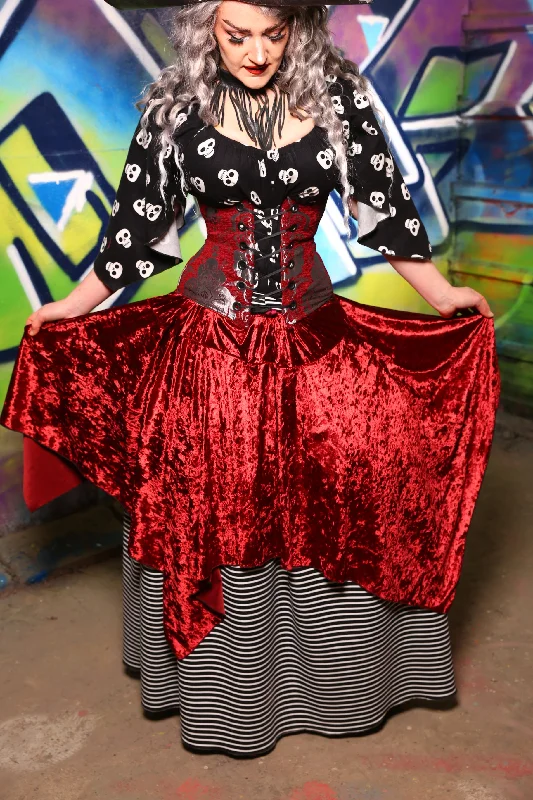 Women's Party Skirts-Fairy Skirt in Crushed Red Velvet #23 - "Pieces of Eight" Collection