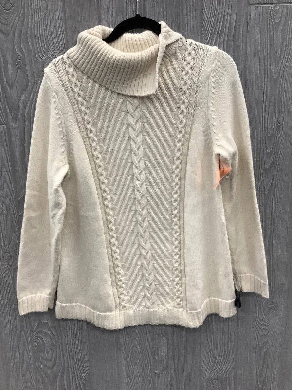 Women's Ribbed Ruffle Pullovers-Sweater By Talbots In Cream, Size: Lp