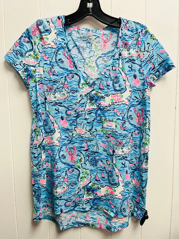 Top Short Sleeve Designer By Lilly Pulitzer In Blue, Size: Xs