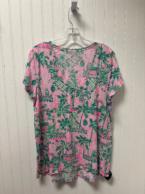 Top Short Sleeve Designer By Lilly Pulitzer In Pink, Size: L