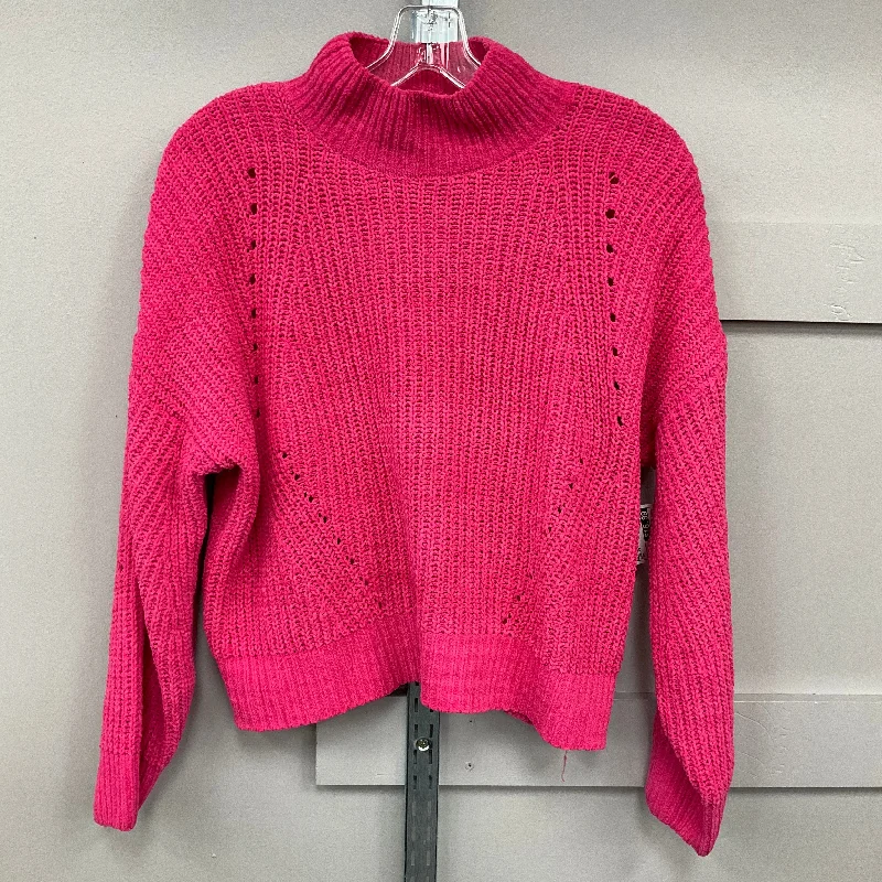 Women's Fleece Pencil Pullovers-Sweater By Freshman In Pink, Size: L