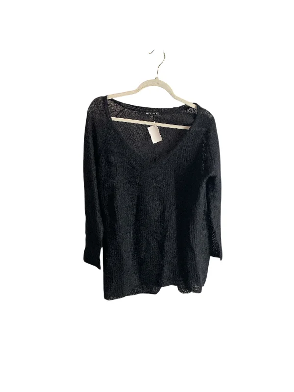 Women's Thermal Ruffle Pullovers-Sweater By Eileen Fisher In Black, Size: L