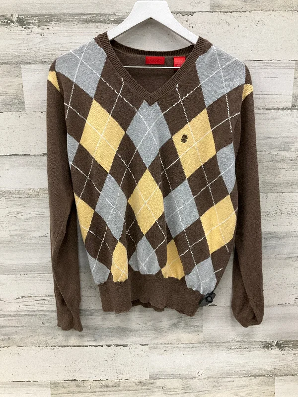 Women's Loose Fit Pullovers-Sweater By Izod In Brown & Yellow, Size: M