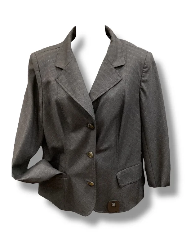 Women's Rocker Blazers-Blazer By Dana Buchman In Grey, Size: 14