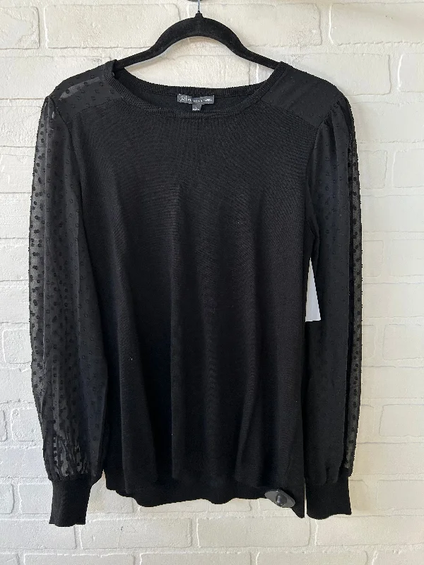 Women's Shimmer Pleated Pullovers-Sweater By Adrianna Papell In Black, Size: L