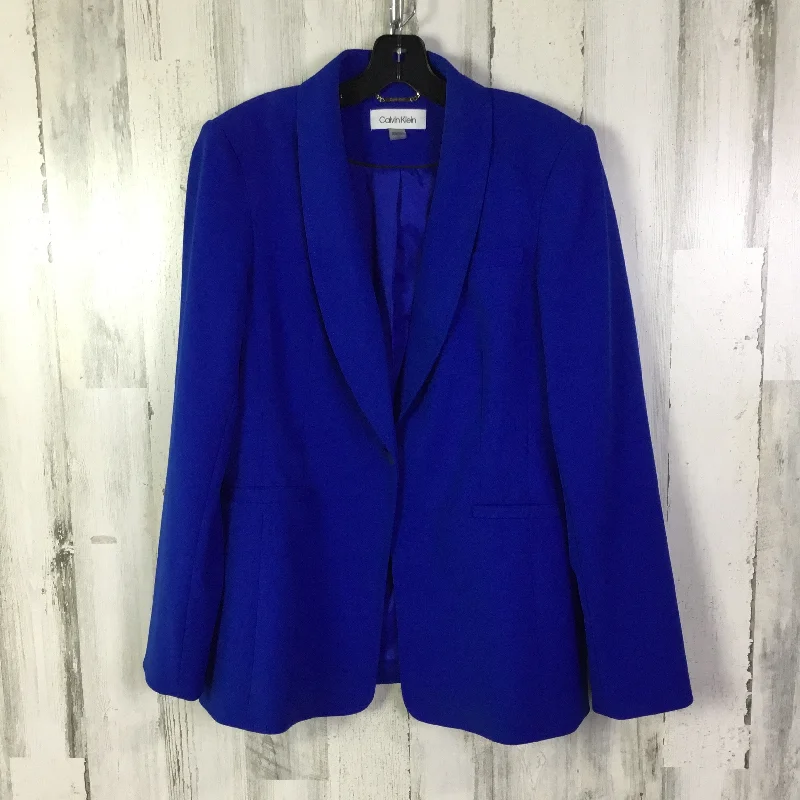 Women's Silk Blazers-Blazer By Calvin Klein In Blue, Size: L