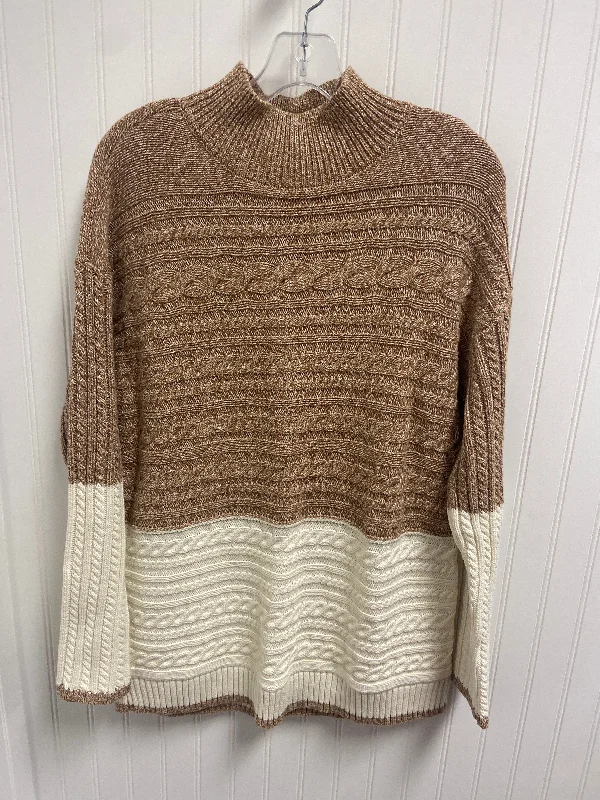 Women's Fringe Pencil Pullovers-Sweater By Talbots In Brown & White, Size: L