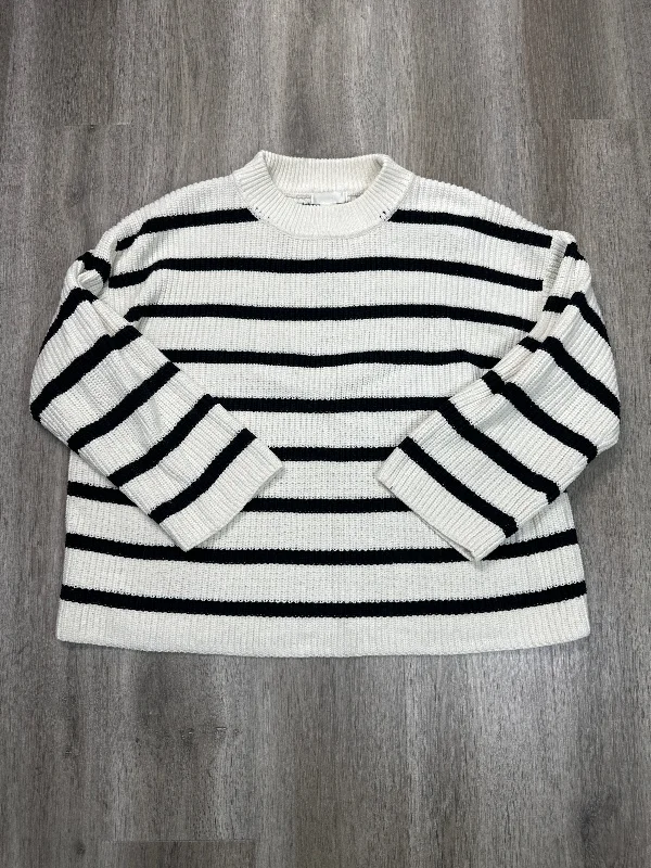 Women's Poncho Pullovers-Sweater By H&m In Striped Pattern, Size: M