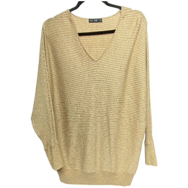 Women's High-Waisted Ruffle Pullovers-Sweater By F&f In Beige, Size: S