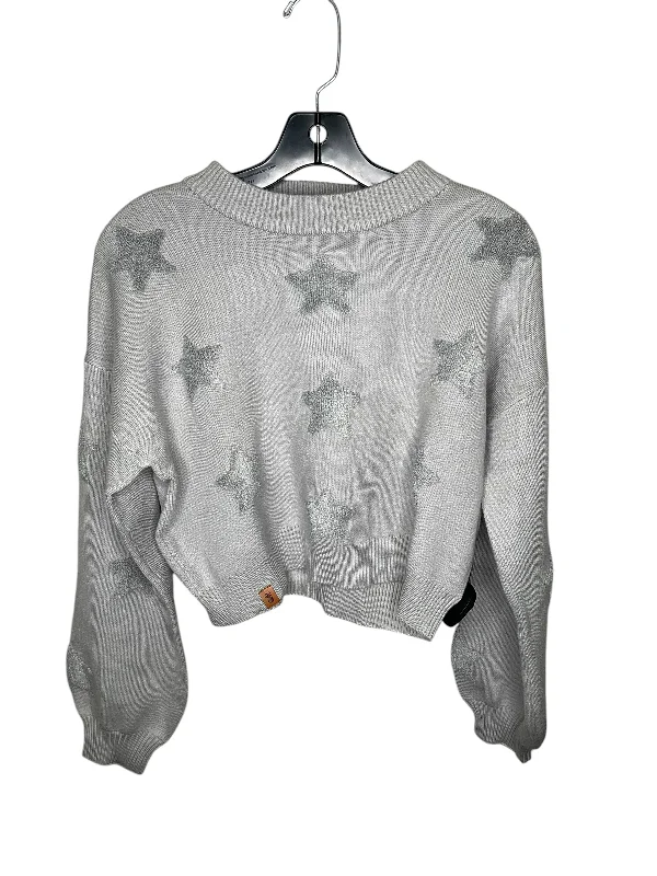 Women's Sequin A-Line Pullovers-Sweater By Simply Southern In Grey, Size: S