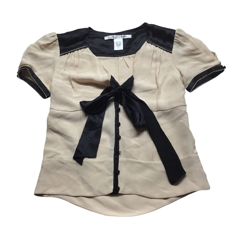 Top Short Sleeve Designer By Diane Von Furstenberg In Black & Tan, Size: 0