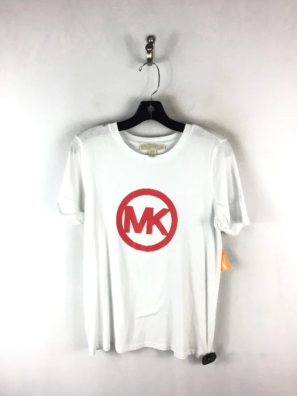 Top Short Sleeve Designer By Michael By Michael Kors In Red & White, Size: S