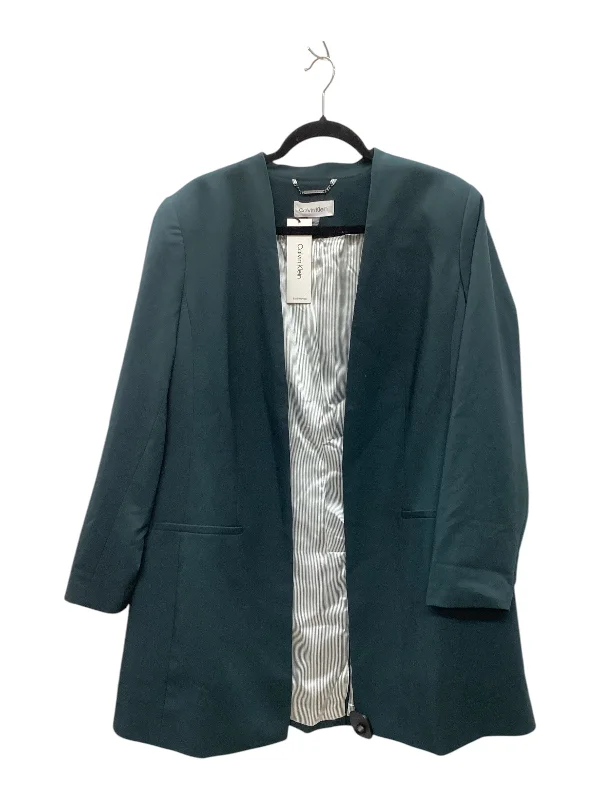 Women's Sporty Blazers-Blazer By Calvin Klein In Green, Size: 16