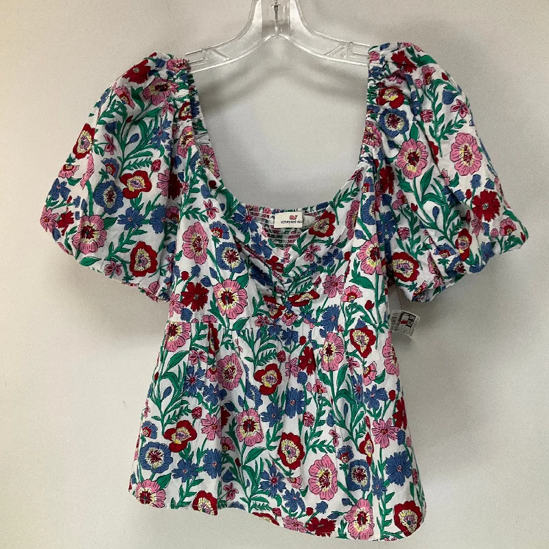 Top Short Sleeve By Vineyard Vines In Floral Print, Size: L