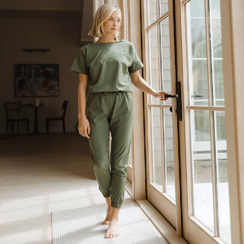 Women's Cotton Pullovers-Everyday Jumpsuit, Sage