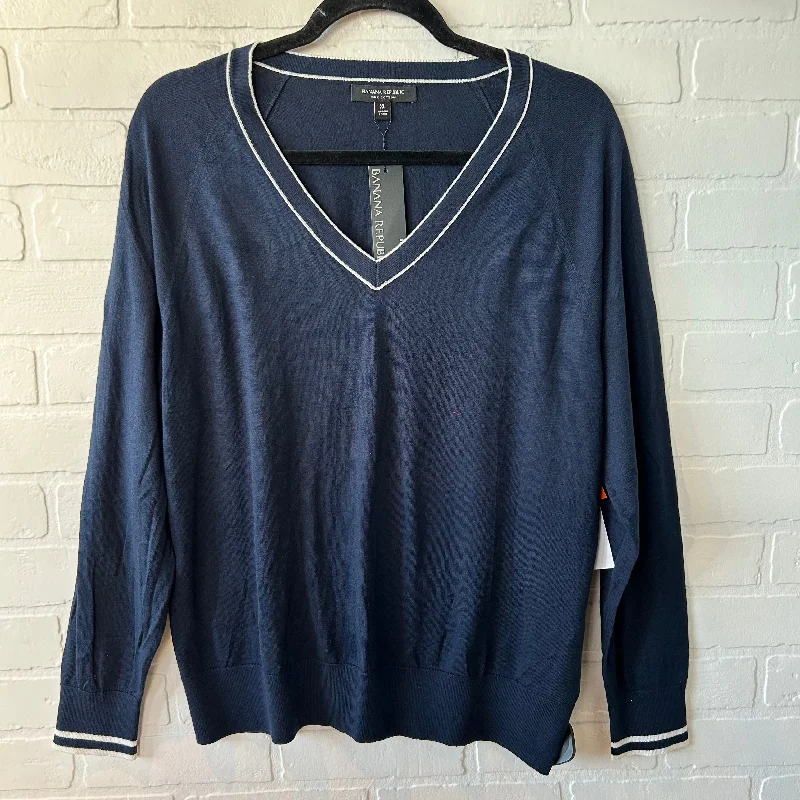 Women's Holiday Pullovers-Sweater By Banana Republic In Blue & Cream, Size: Xl