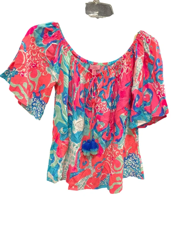 Top Short Sleeve Designer By Lilly Pulitzer In Pink, Size: M