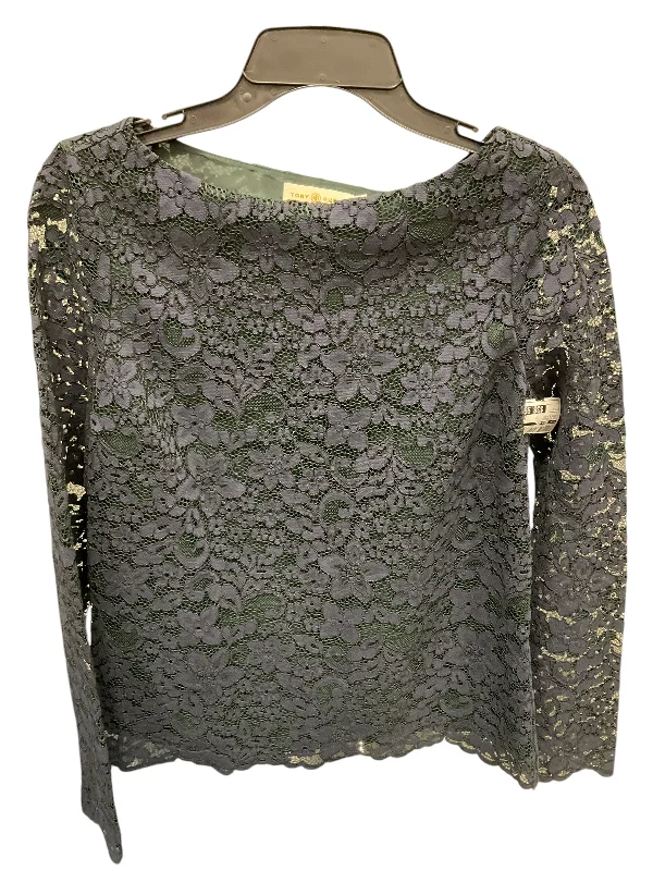 Top Long Sleeve Designer By Tory Burch In Green & Purple, Size: 4