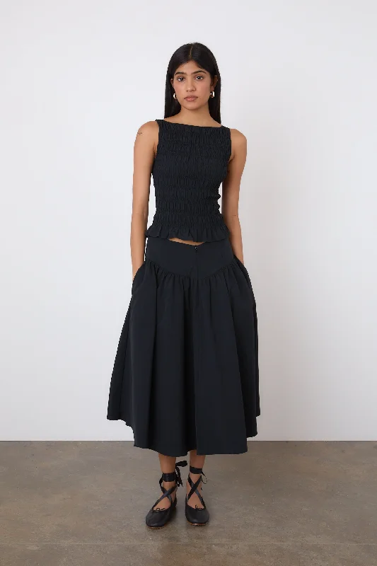 Women's Comfortable Skirts-The Deba Midi Skirt, Onyx