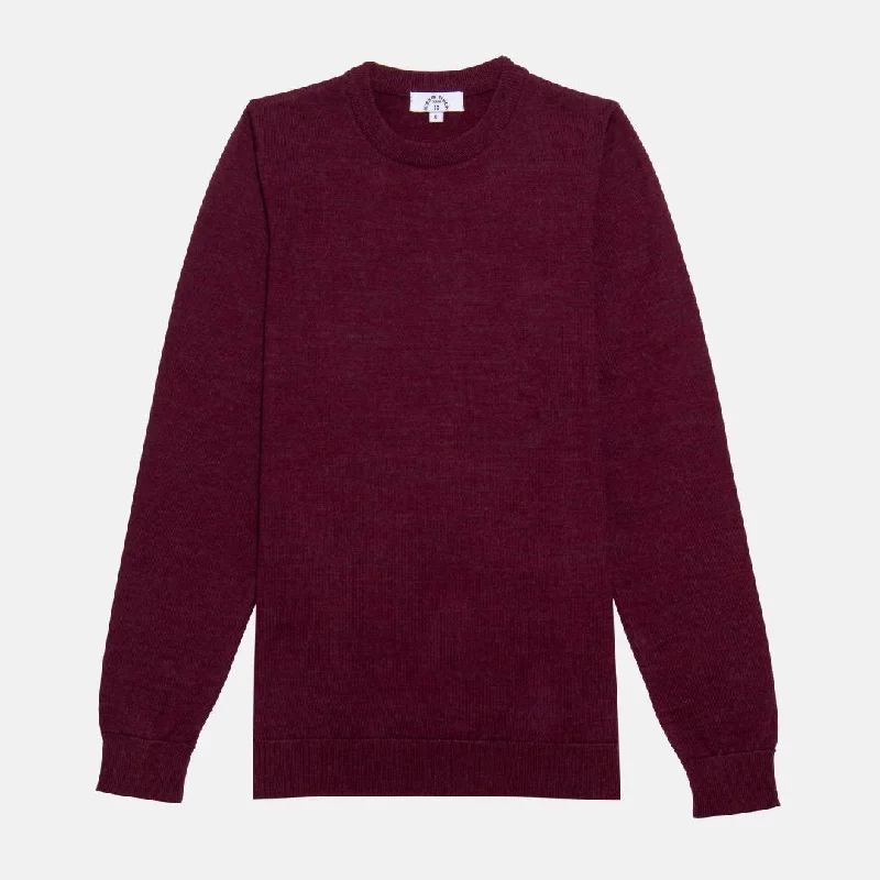 Women's Silk Pencil Pullovers-The Vasa Burgundy Crewneck Sweater