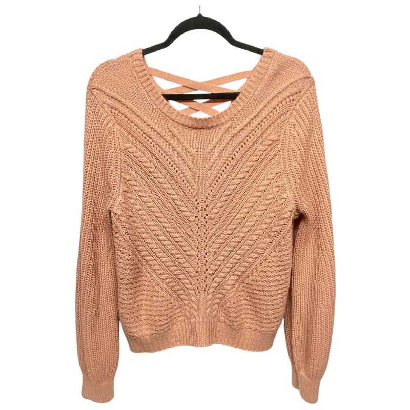 Women's Ribbed Pencil Pullovers-Sweater By Almost Famous In Peach, Size: L