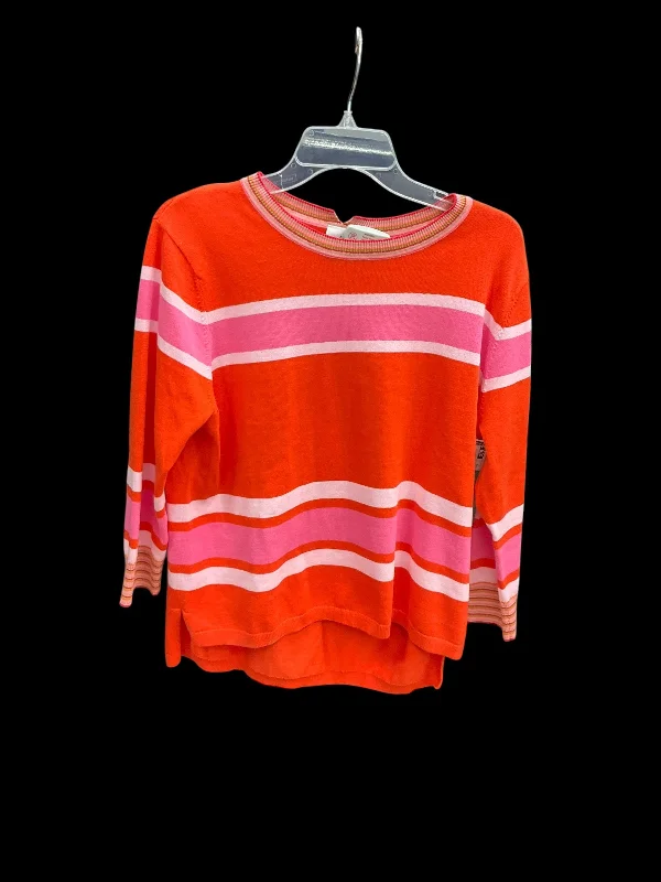 Women's Textured Denim Pullovers-Sweater By Cabi In Orange & Pink, Size: M