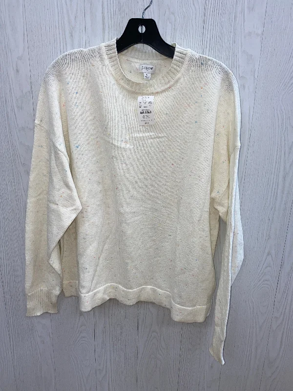 Women's Zip-Up Floral Pullovers-Sweater By J. Crew In Cream, Size: L