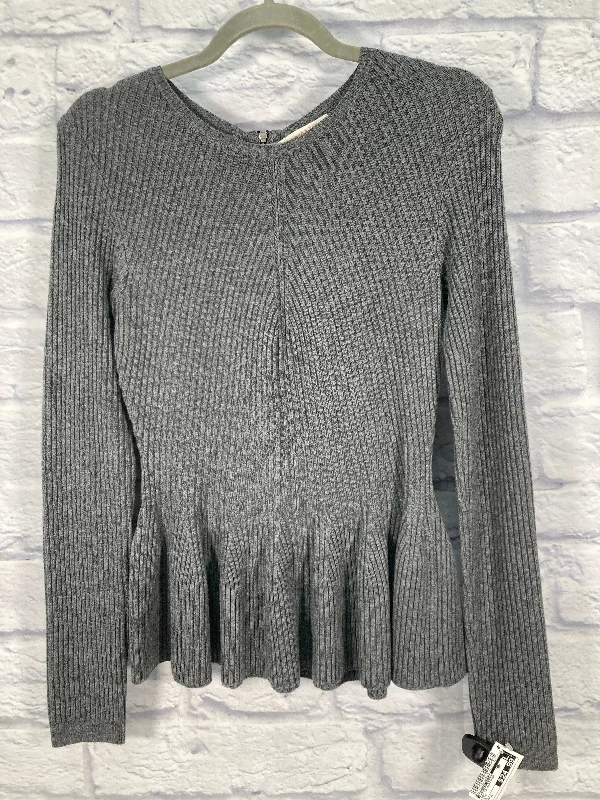 Top Long Sleeve Designer By Rebecca Taylor In Grey, Size: M