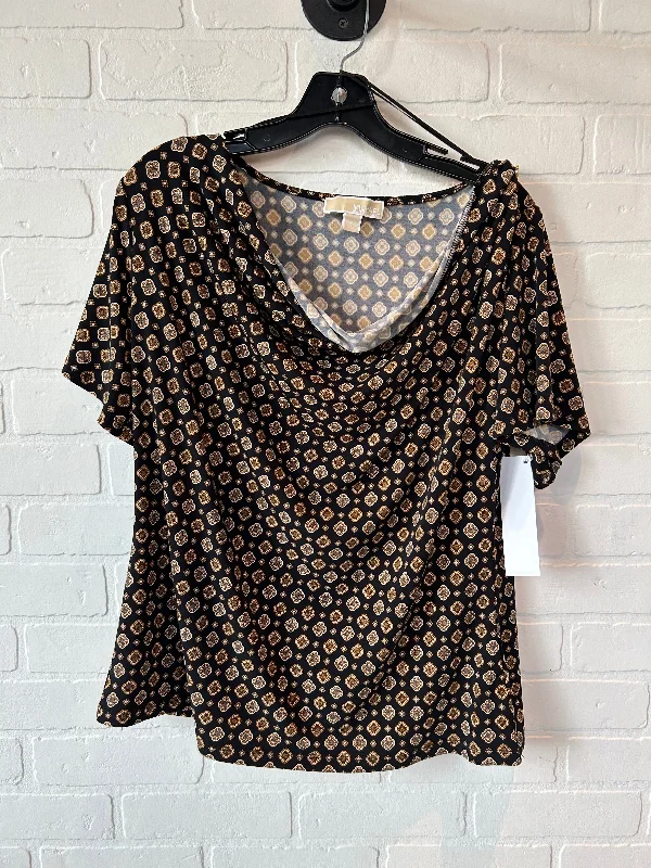 Top Short Sleeve Designer By Michael By Michael Kors In Black & Gold, Size: L