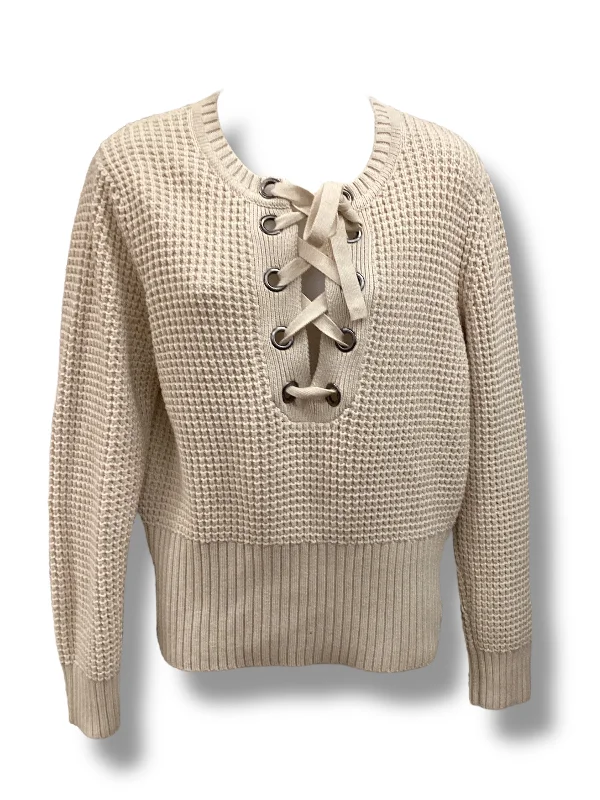 Women's High-Waisted Floral Pullovers-Sweater By 525 America In Beige, Size: L