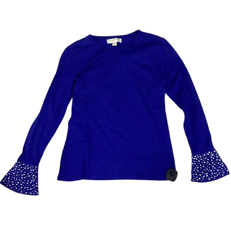 Top Long Sleeve Designer By Michael By Michael Kors In Blue, Size: M