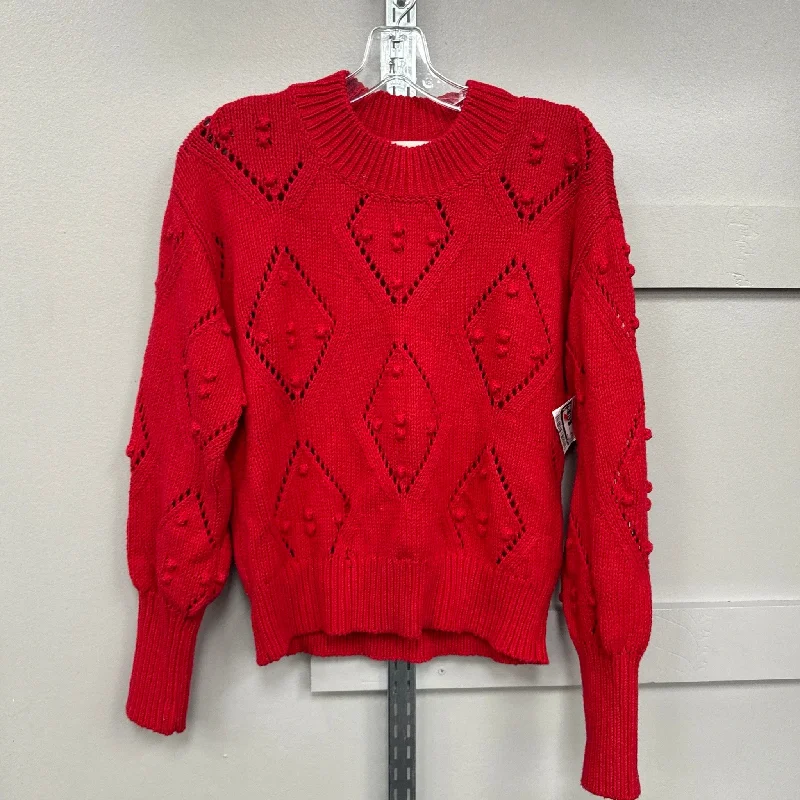 Women's Fleece Pullovers-Sweater By Loft In Red, Size: M