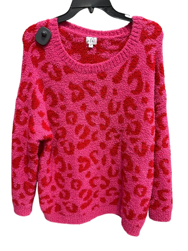 Women's Button-Front A-Line Pullovers-Sweater By Clothes Mentor In Pink & Red, Size: M